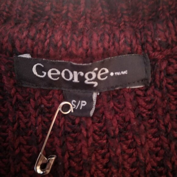 2 / $30.00 - George Ladies Burgundy with Black V-neck Sweater - Picture 3 of 10